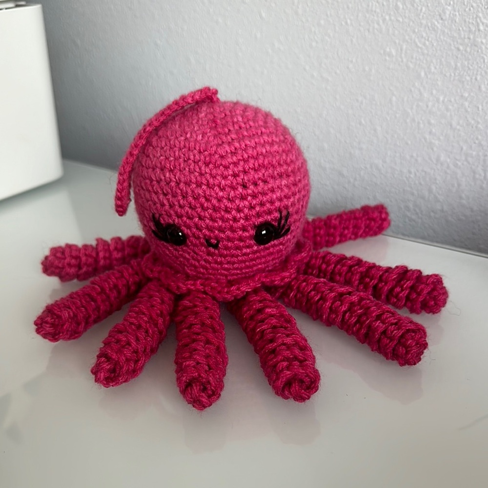 Pink Crochet Octopus Toy